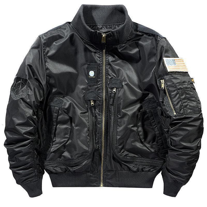 Herren nan windabweisende Pilot-Flightjacke mit modularen Fronttaschen, Ärmelorganizer und elastischem Bund Drune