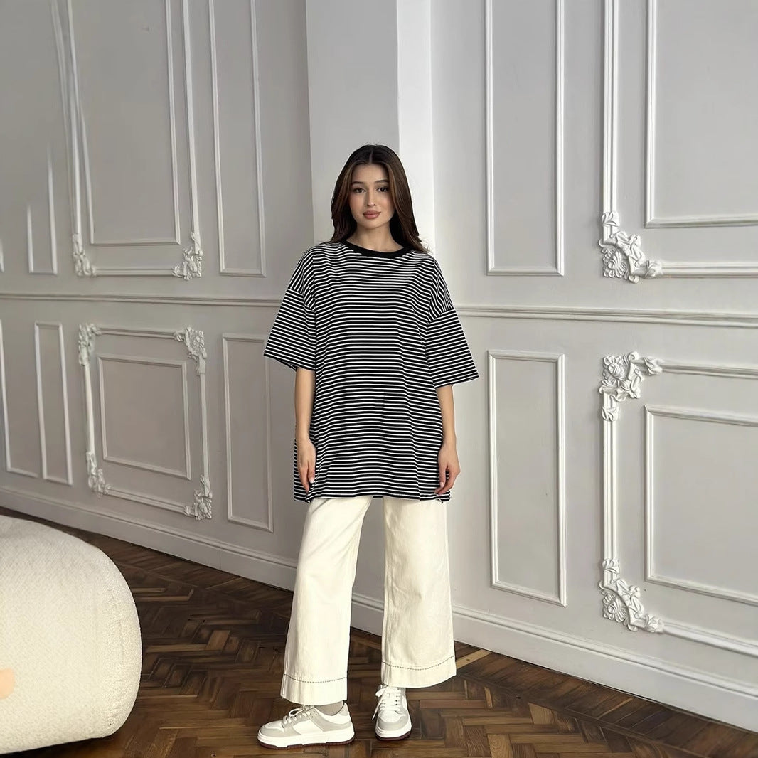 Damen Oversized Streifen-T-Shirt Drune