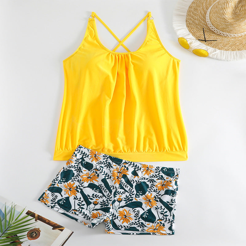 Damen Tankini-Set mit floralem Rock und figurformendem Oberteil Drune