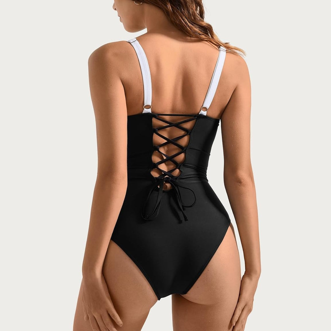 Damen Einteiliger Badeanzug mit elegantem Schnitt und verstellbaren Trägern Drune