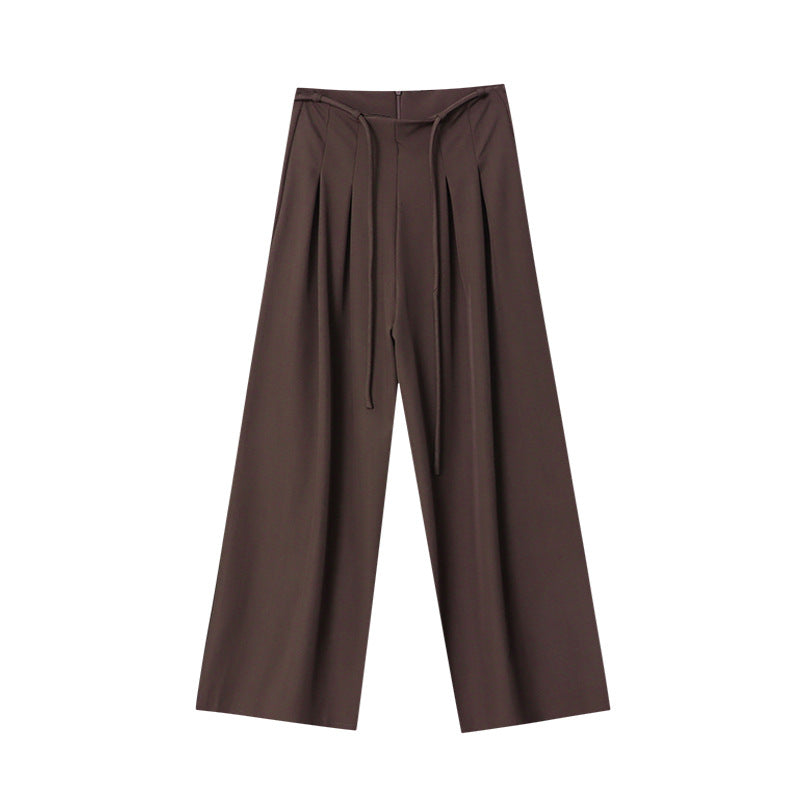 Damen Weite Palazzohose mit Taillenkordelzug und diagonalem Schnitt Drune