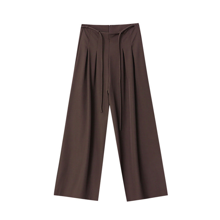 Damen Weite Palazzohose mit Taillenkordelzug und diagonalem Schnitt Drune