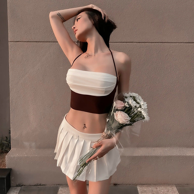 Damen modisches Trägershirt mit asymmetrischem Design und Raffungen Drune