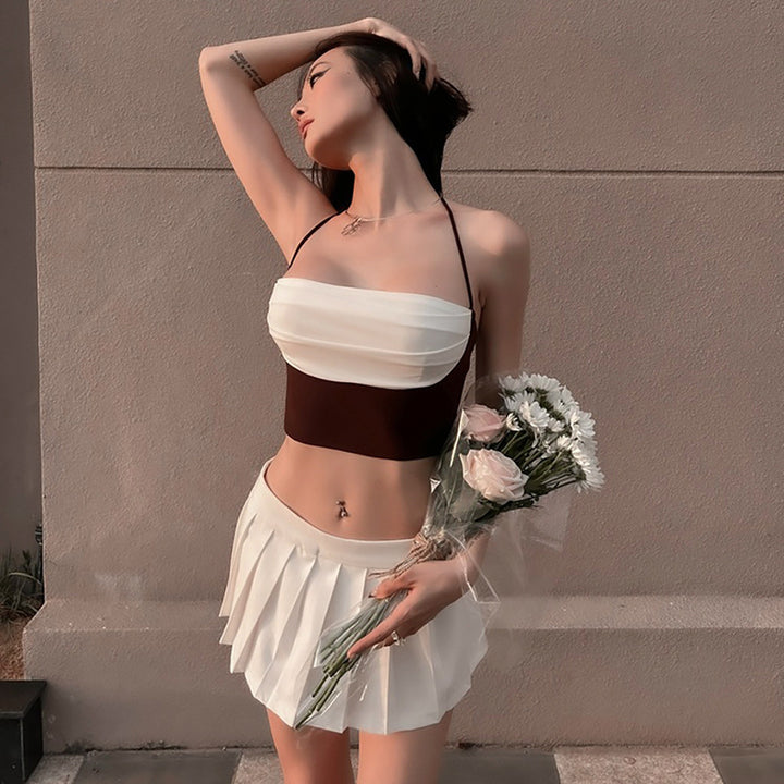 Damen modisches Trägershirt mit asymmetrischem Design und Raffungen Drune