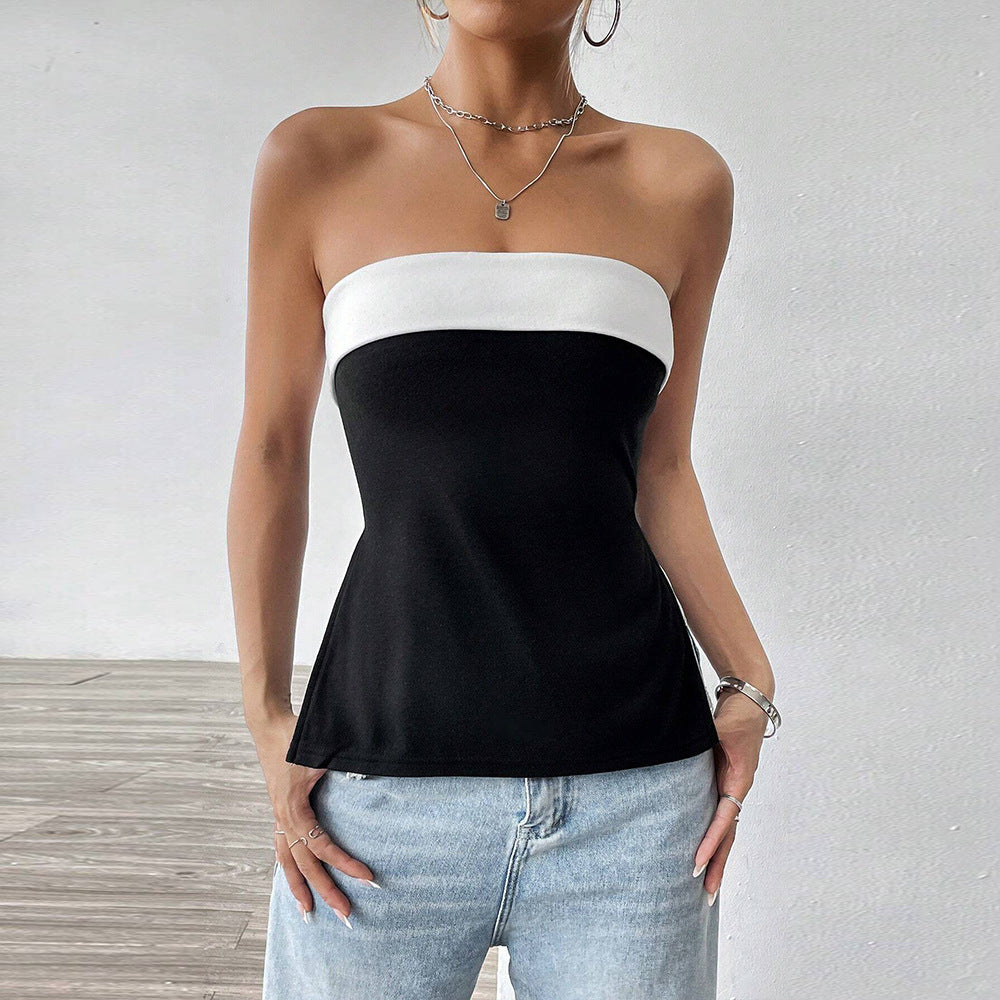 Damen Trägertop mit figurbetonender Silhouette und elegantem Kontrastdesign Drune