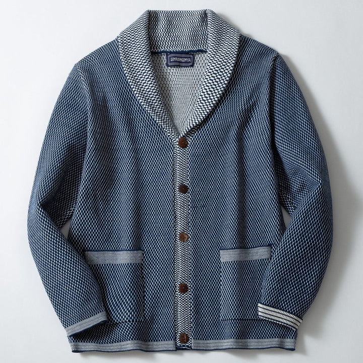 Herren Strickjacke mit eleganten Knopfdetails und breitem Schalkragen Drune
