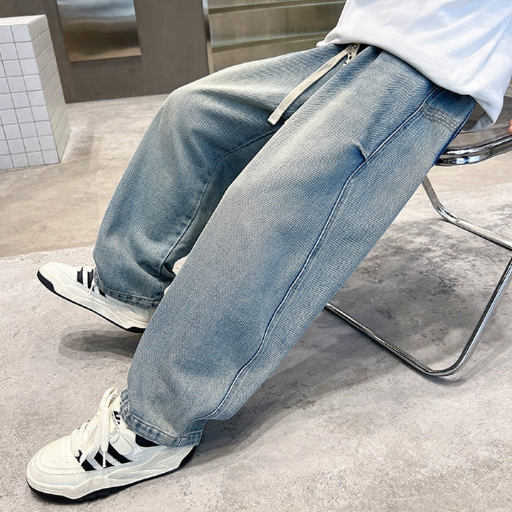 Damen weite Denim-Hose mit einzigartiger Stickerei Drune
