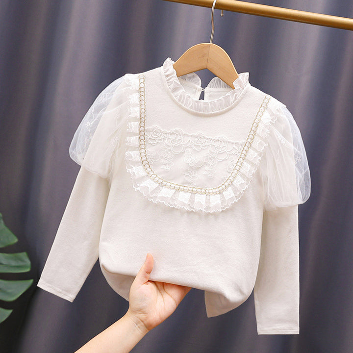 Mädchen T-Shirt mit eleganten Tüllärmeln und Rüschendetails Drune