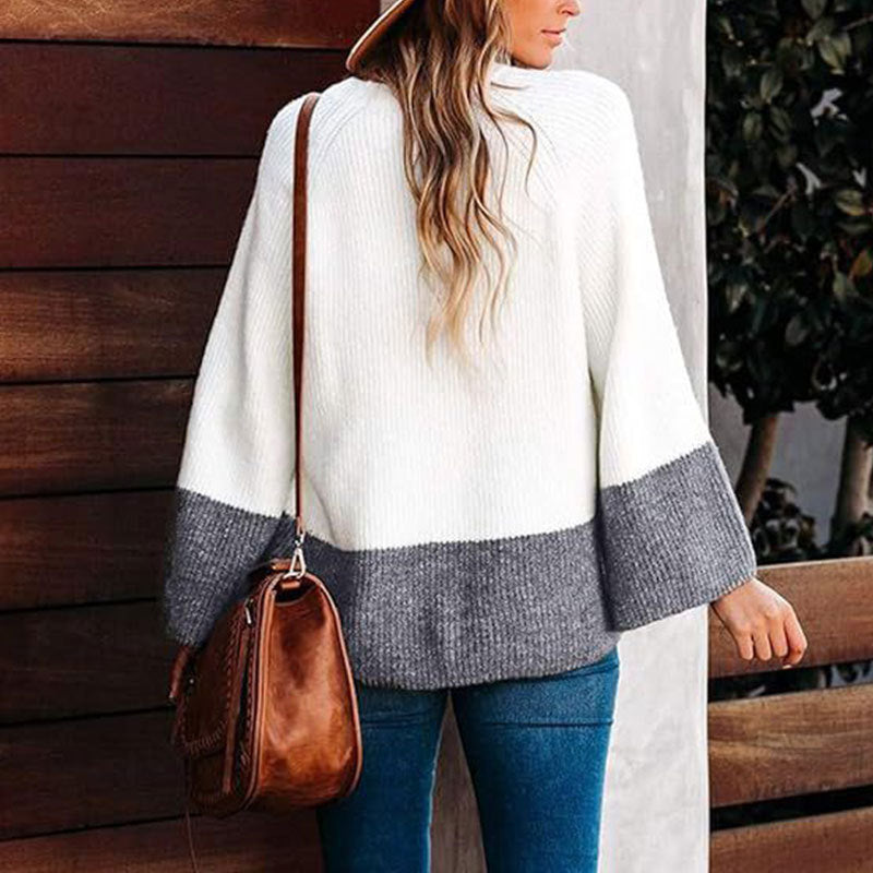 Damen lässiger Pullover mit modernem Farbblock-Design Drune