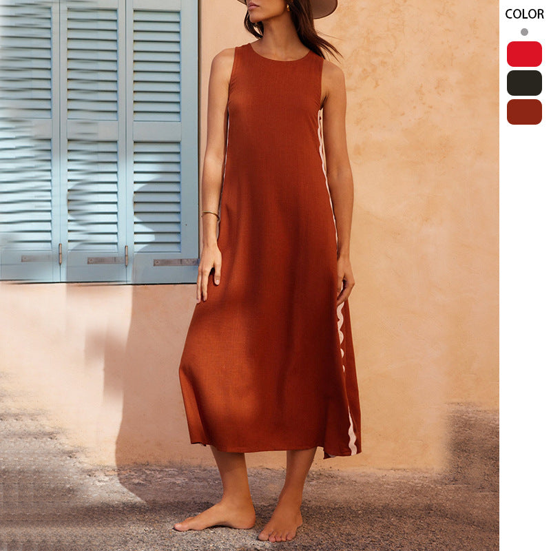 Damen Midi-Kleid mit lässigem Schnitt und seitlichen Schlitzen Drune