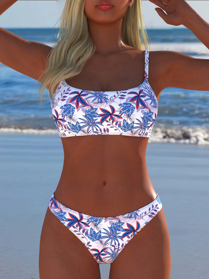 Damen Bikini-Set mit trendigem floralem Muster und breiten Trägern Drune