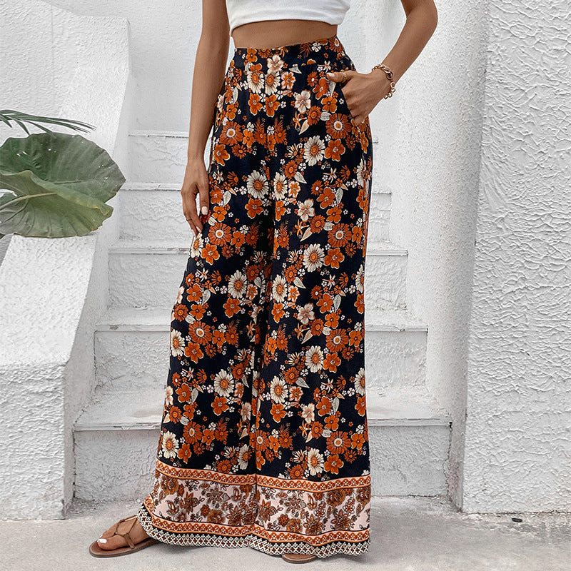 Damen weite Blumen-Hosen Drune