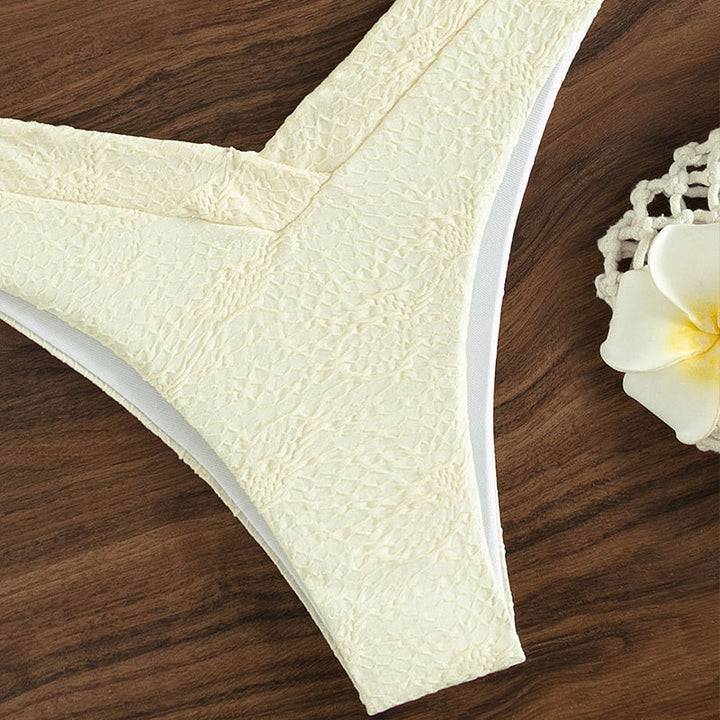 Damen Triangel-Bikini mit V-Ausschnitt und dekorativem Ring Drune