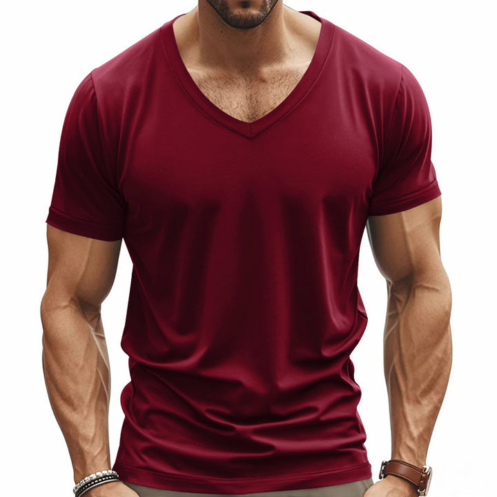 Herren V-Ausschnitt T-Shirt aus atmungsaktivem Funktionsmaterial Drune