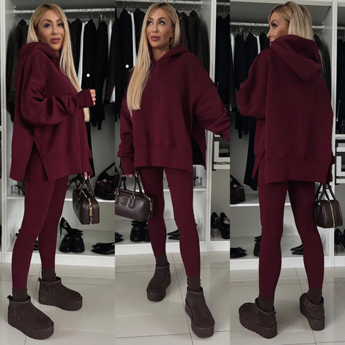 Damen nan oversized Kapuzenpullover mit Leopardenprint, kontrastbündchen und verlängertem Rückensaum Drune