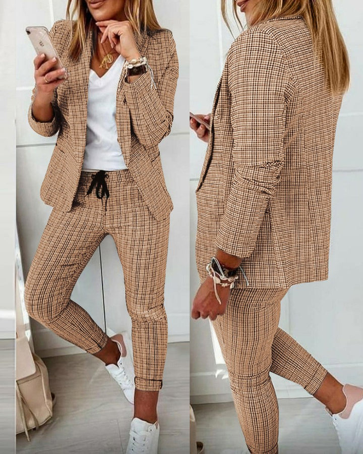 Damen Karierter Blazer mit lässigem Schnitt Drune
