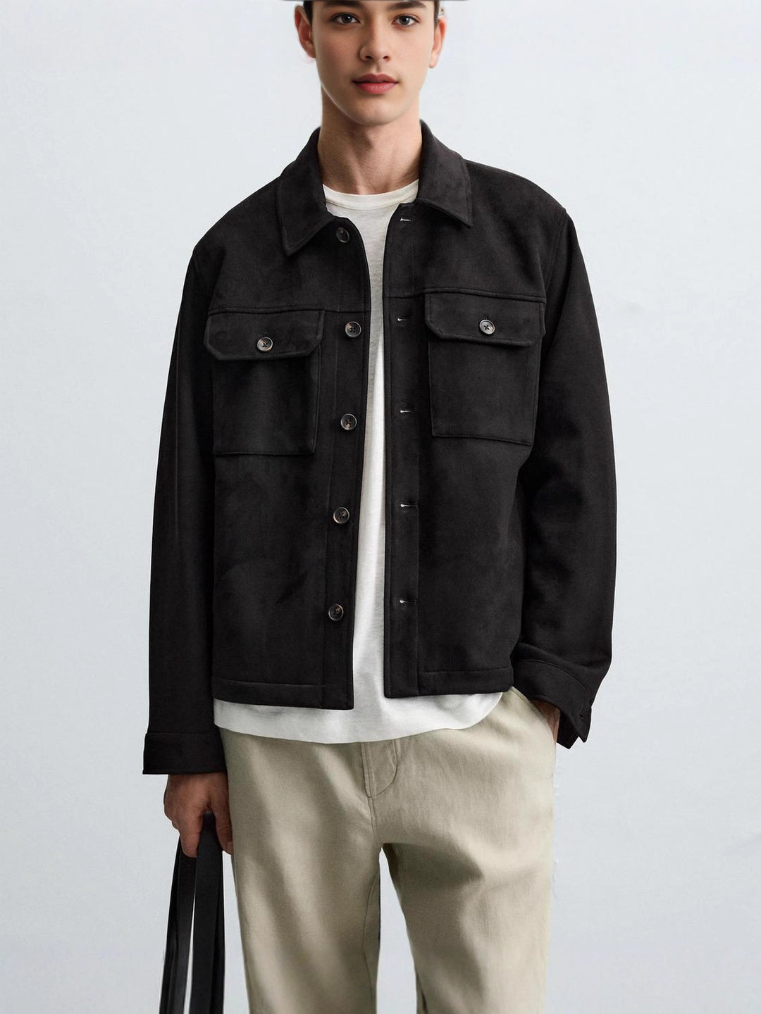 Herren modische Overshirt-Jacke mit robusten Brusttaschen und praktischen Druckknöpfen Drune
