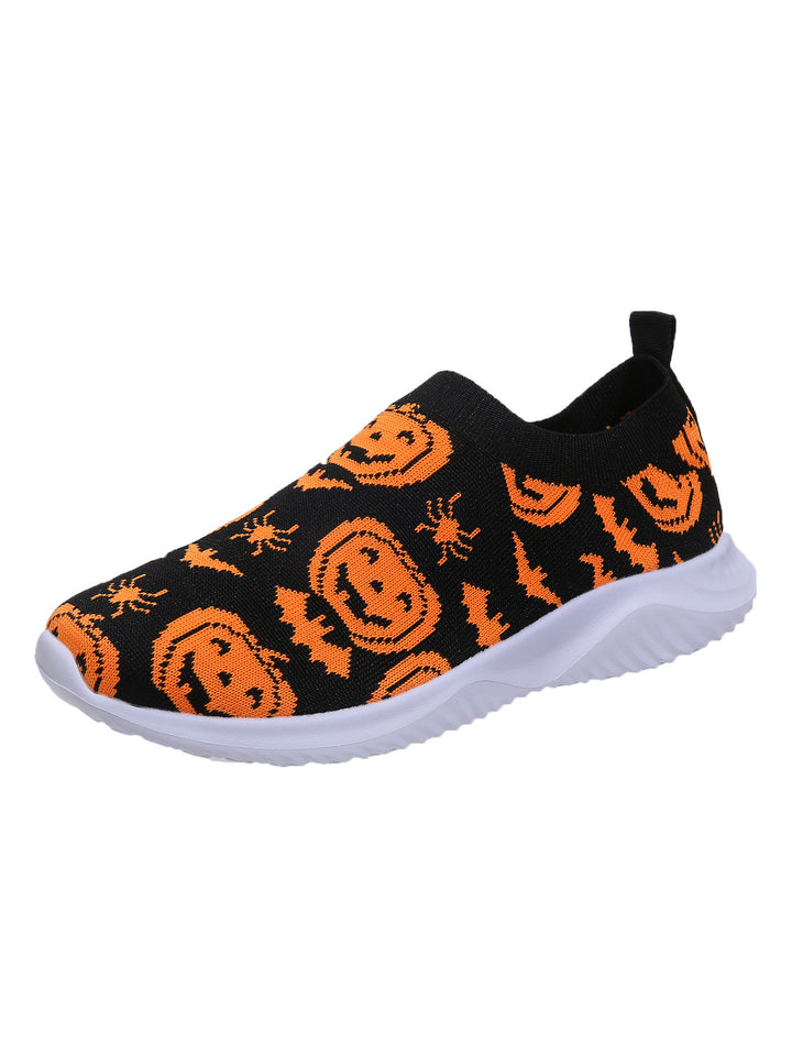 Damen Mode Sneakers mit Halloween-Motiv und rutschfester Sohle Drune
