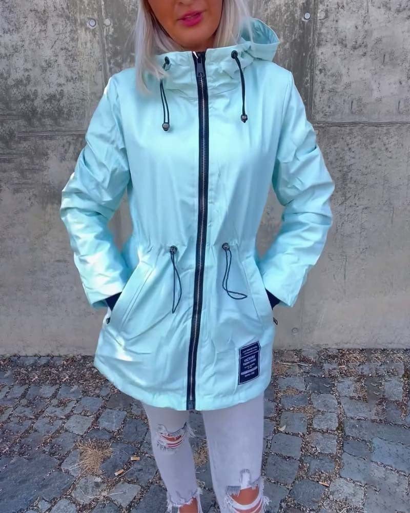Damen lässige Regenjacke mit justierbarem Kordelzug Drune