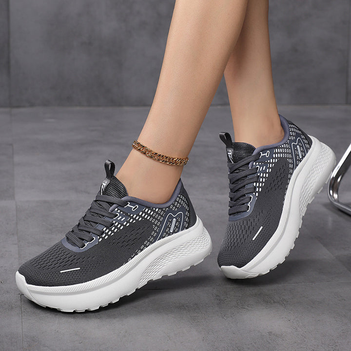 Damen nan ergonomischer Komfort-Sneaker mit nahtlosem Maschenoberteil und keilförmiger Dämpfung Drune