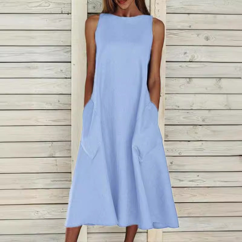 Damen luftiges Maxikleid mit praktischen Seitentaschen Drune