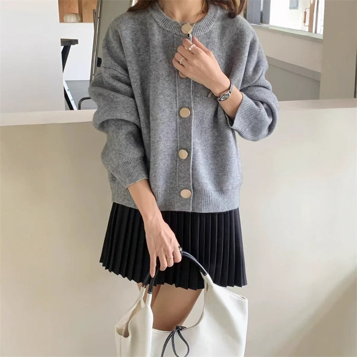 Damen Kuscheliger Strickcardigan mit Knopfdesign und feiner Textur Drune