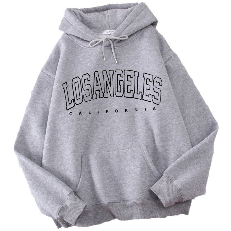 Damen Kapuzenpullover mit modernem Los Angeles Print und weitem Schnitt Drune