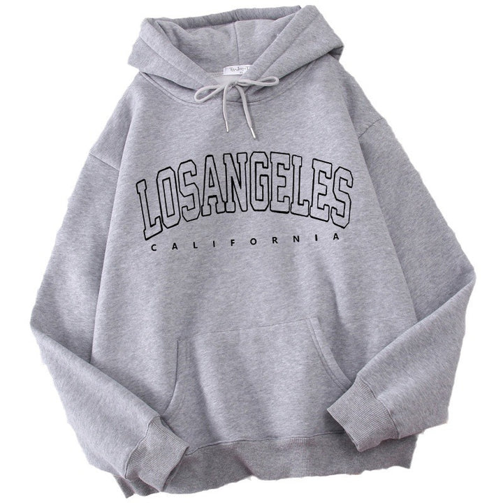 Damen Kapuzenpullover mit modernem Los Angeles Print und weitem Schnitt Drune