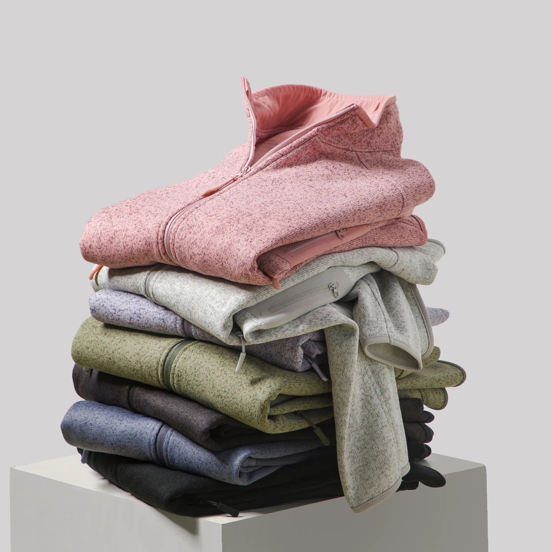 Damen Fleecejacke mit seitlichen Reißverschlusstaschen und hohem Kragen Drune