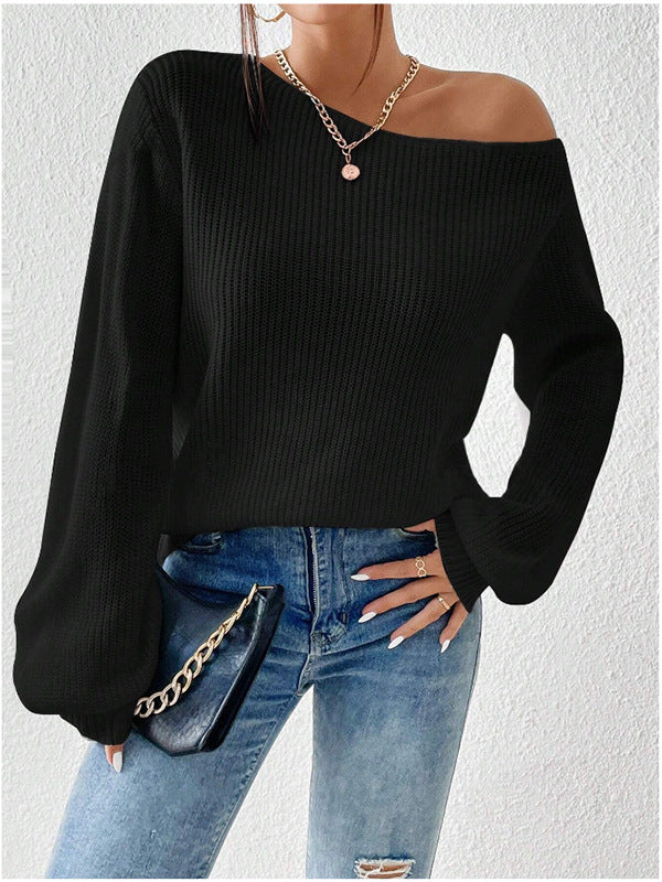 Damen Off-Shoulder Strickoberteil mit weit geschnittenen Ärmeln und strukturierter Optik Drune