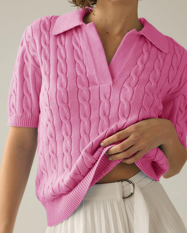 Drune | Polo-Kragen Twist Strickpullover