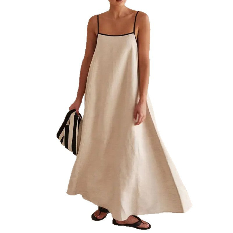 Damen Maxikleid mit lockerem Schnitt und verstellbaren Spaghettiträgern Drune