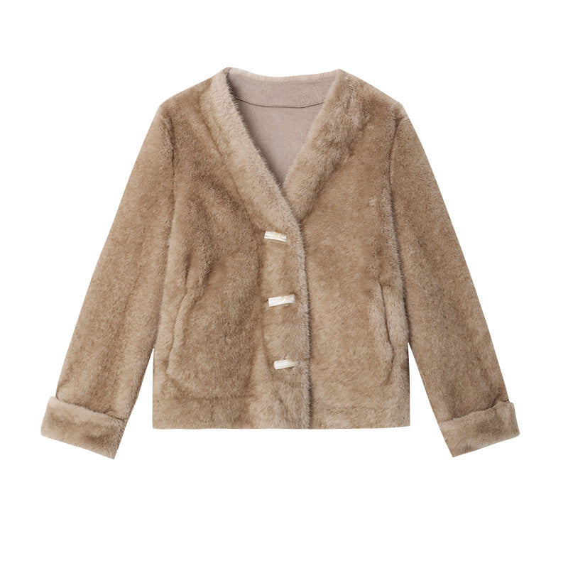 Damen Kuschelige Strickjacke mit eleganten Knopfdetails Drune
