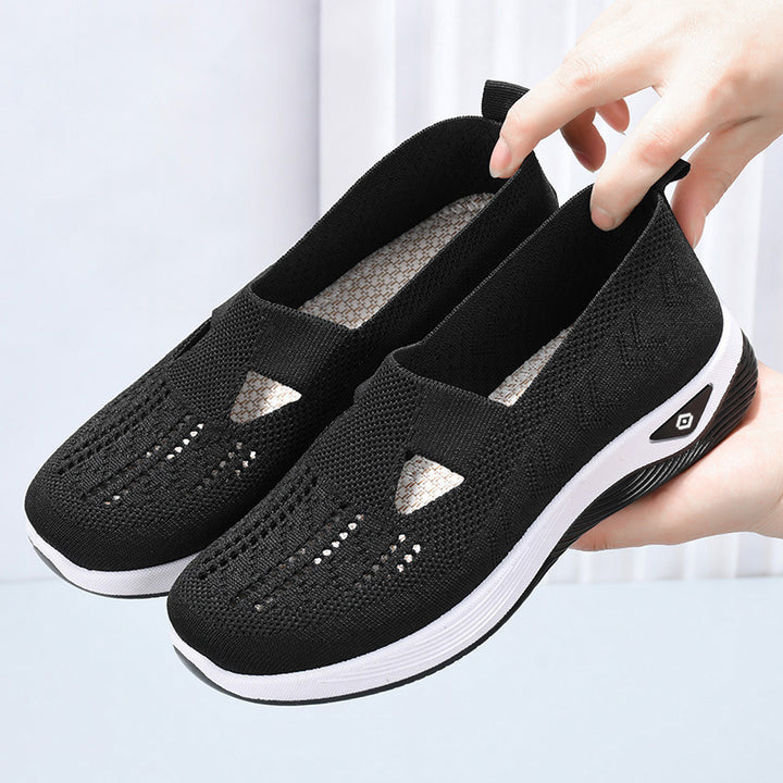 Damen nan leichte atmungsaktive Slip-On Sneaker mit elastischem Strickoberteil und orthopädischer Komfortsohle Drune