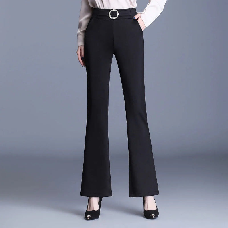 Damen Elegante High-Waist-Hose mit breitem Bein und dekorativem Gürtel Drune