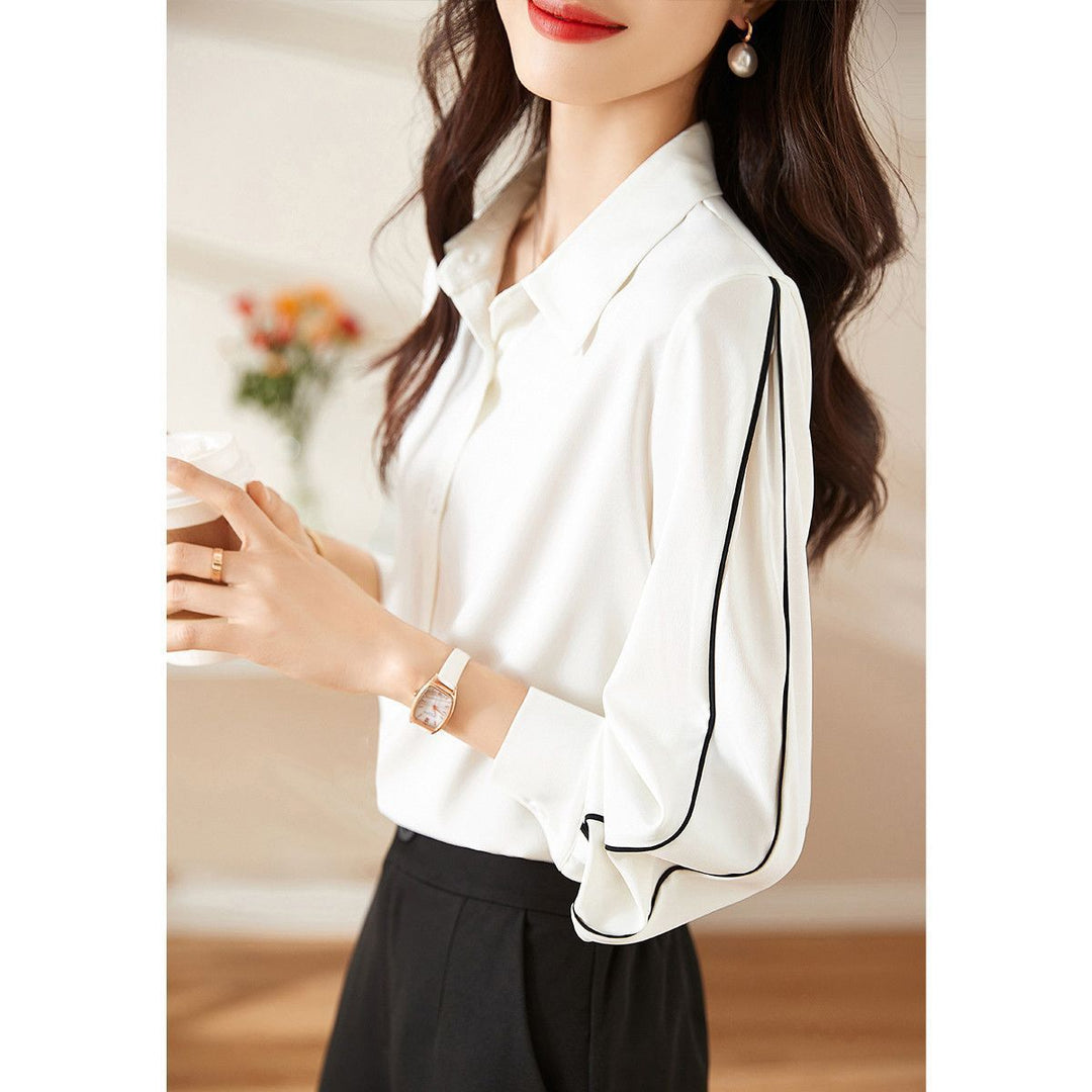 Damen elegante Bluse mit klassischen Knopfdetails Drune