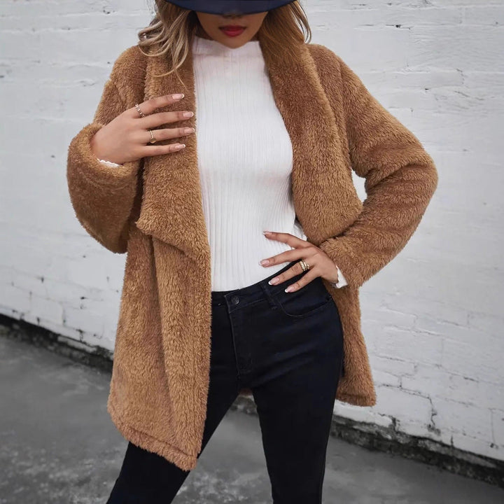 Drune | Frauen Fluffy Offene Jacke Weiches Überwerfen