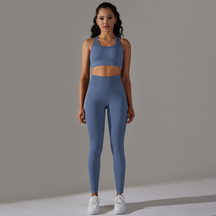 Damen Sport-BH und Hochbund-Leggings Set mit nahtloser Verarbeitung und atmungsaktiven Eigenschaften Drune