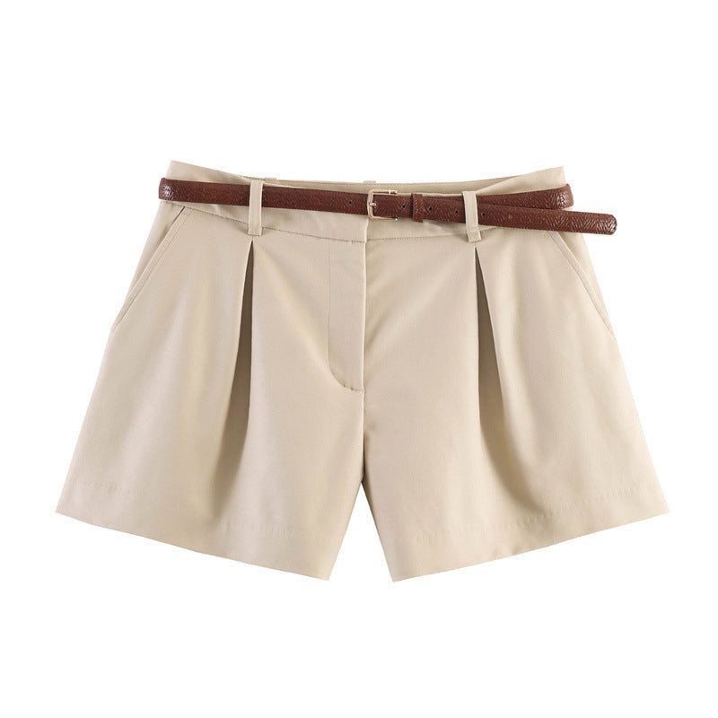 Damen elegante Polka-Dot-Shorts mit Gürtel Drune