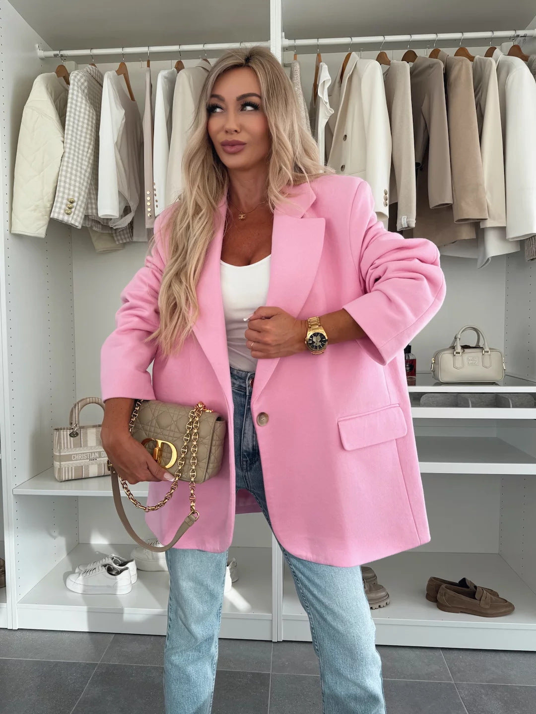 Damen Oversized Blazer mit Extravaganter Schnittführung Drune