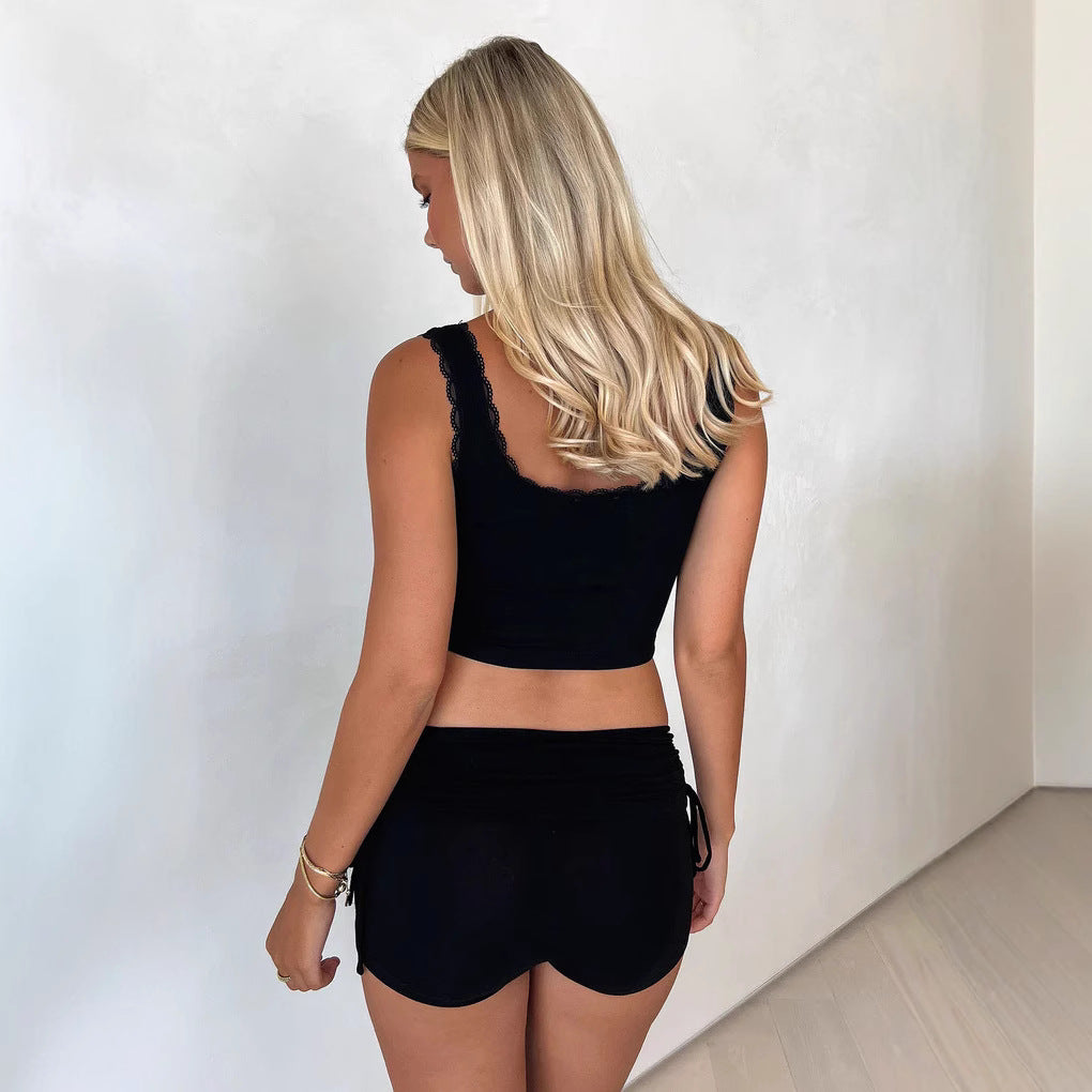 Damen sportliches Set mit elastischem Bund und trendigem Schnitt Drune