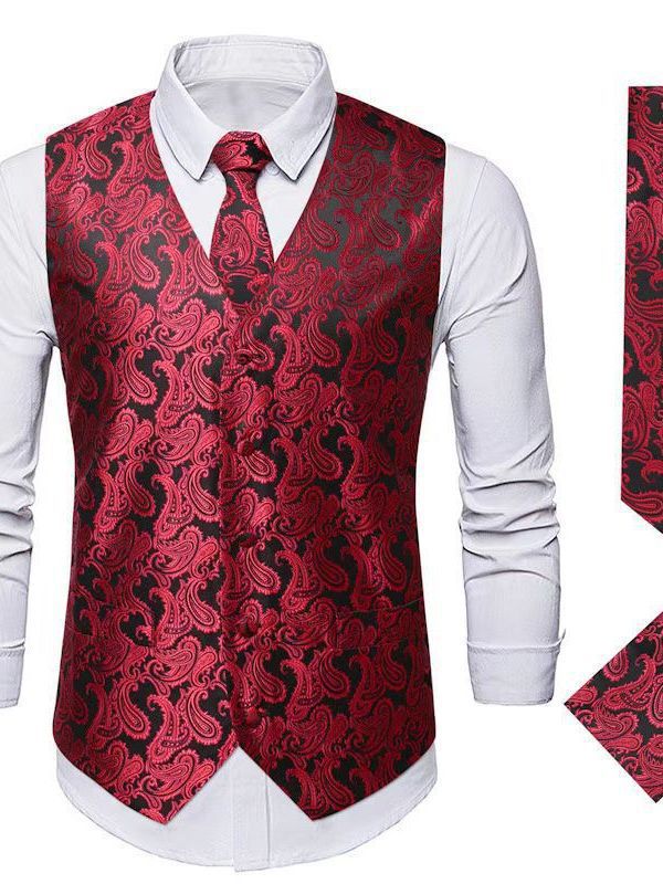 Herren elegantes Weste-Anzugset mit passendem Krawatte und Einstecktuch Drune