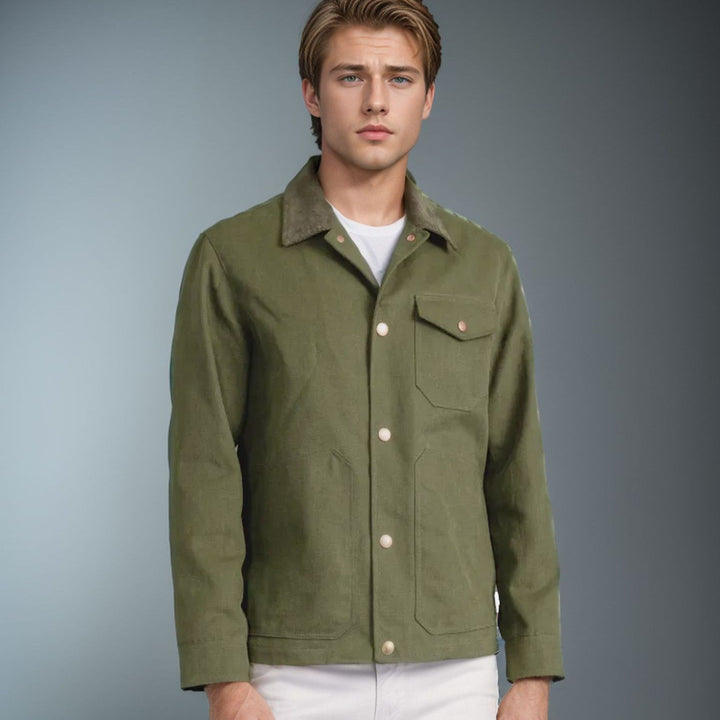 Herren modische Arbeitsjacke mit praktischem Kragen Drune