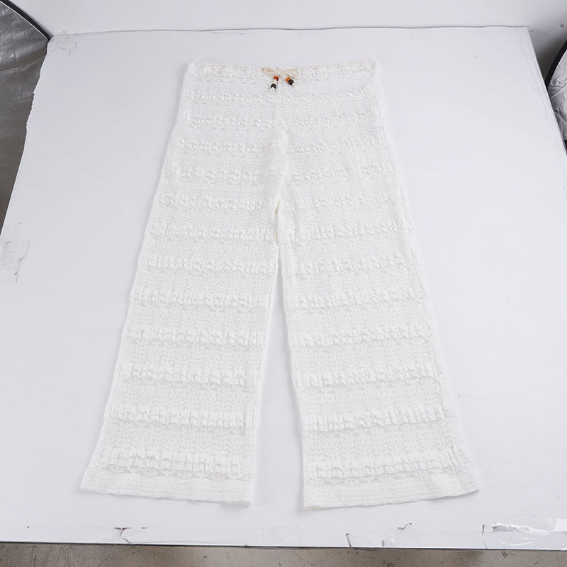 Damen lässige Strandhose mit raffiniertem Volantdesign Drune
