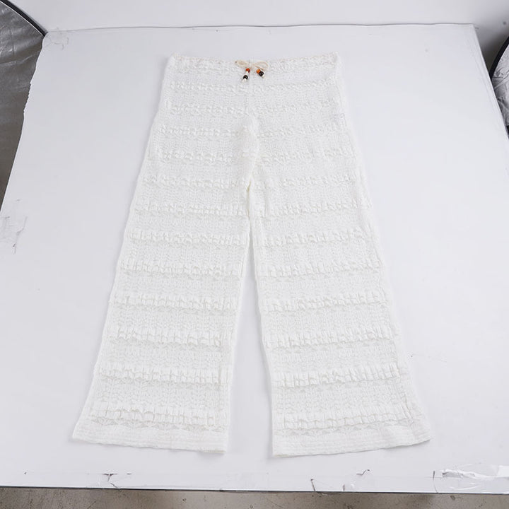 Damen lässige Strandhose mit raffiniertem Volantdesign Drune