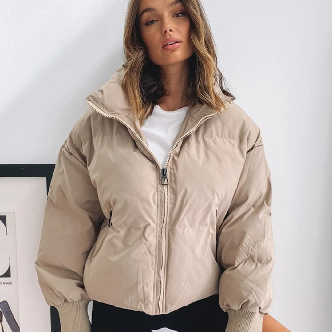 Damen Modische Winterjacke mit Kapuze und gestepptem Design Drune