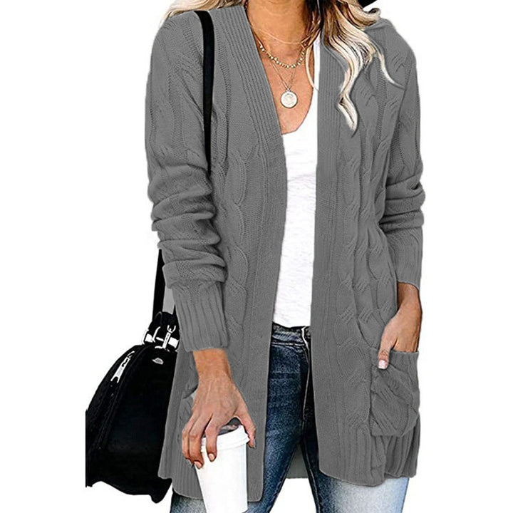Damen Strickjacke im eleganten Kabelmuster mit offenen Taschen Drune