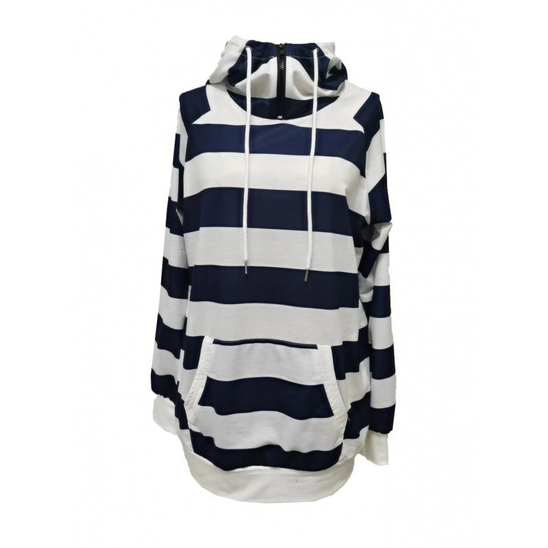 Damen Kapuzenpullover mit modischen Blockstreifen und Kängurutasche Drune