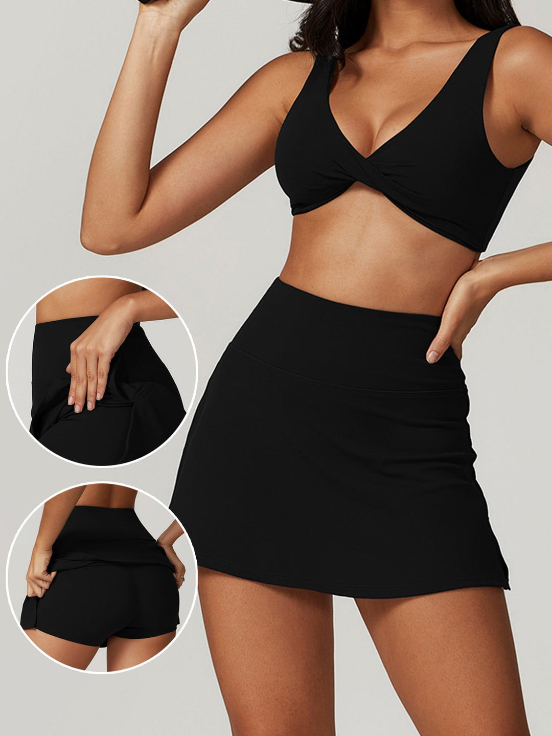 Damen Bade-Rock mit integrierten Shorts und elastischem Bund Drune