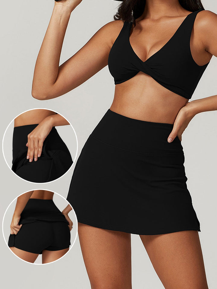 Damen Bade-Rock mit integrierten Shorts und elastischem Bund Drune